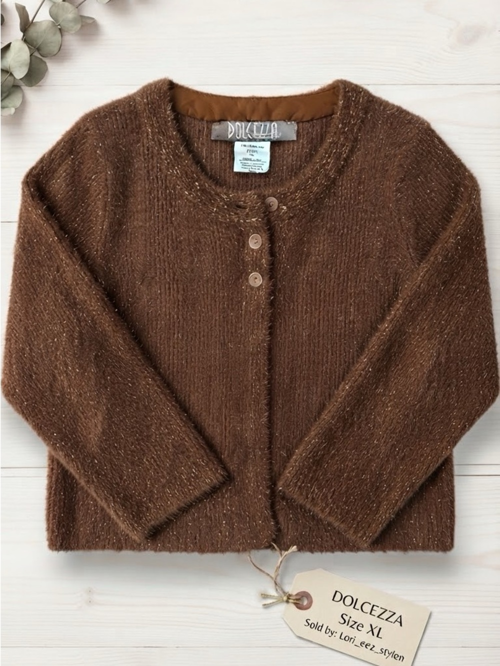 Dolcezza Women's Chocolate Brown Button-Front Cardigan